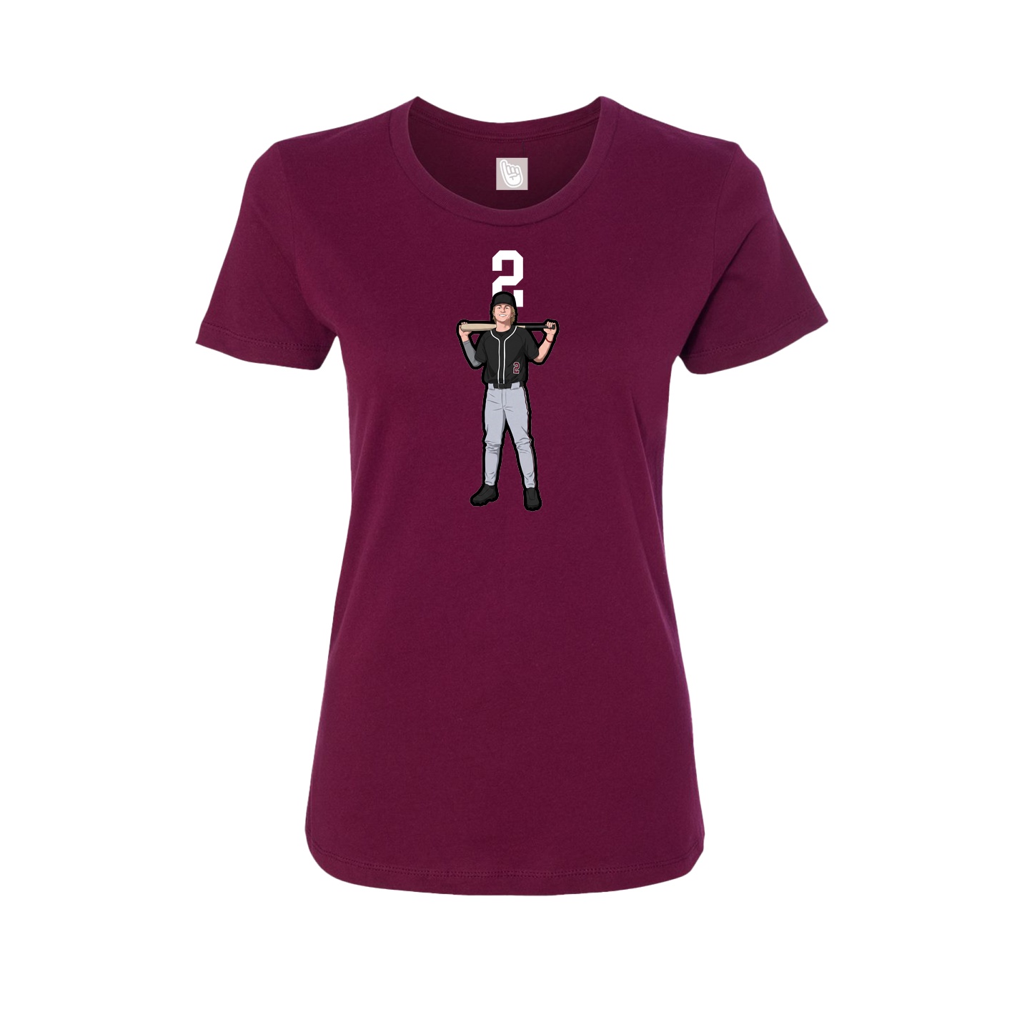 Fitted Women's Tee — Number Top in Maroon