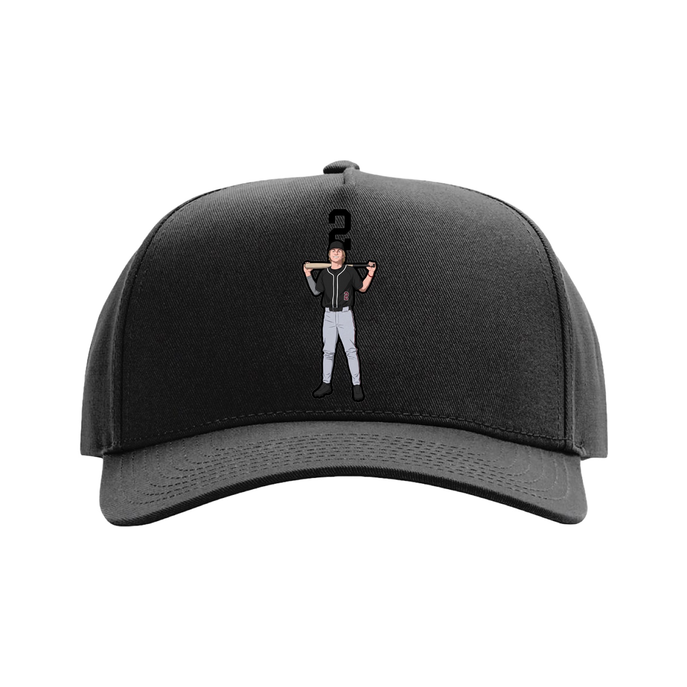 Full Fabric Five-Panel Champ Cap — Number Top in Black