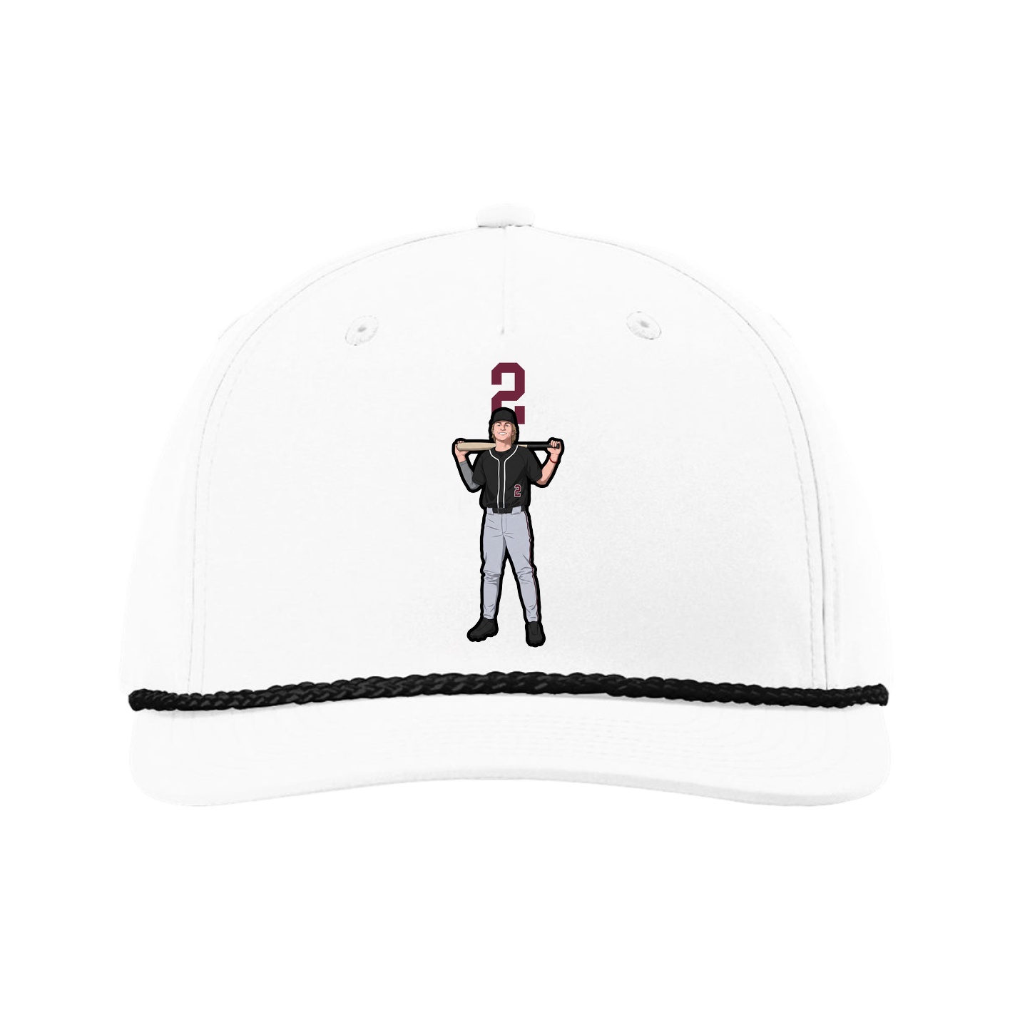 Five-Panel Classic Rope Cap — Number Top in White