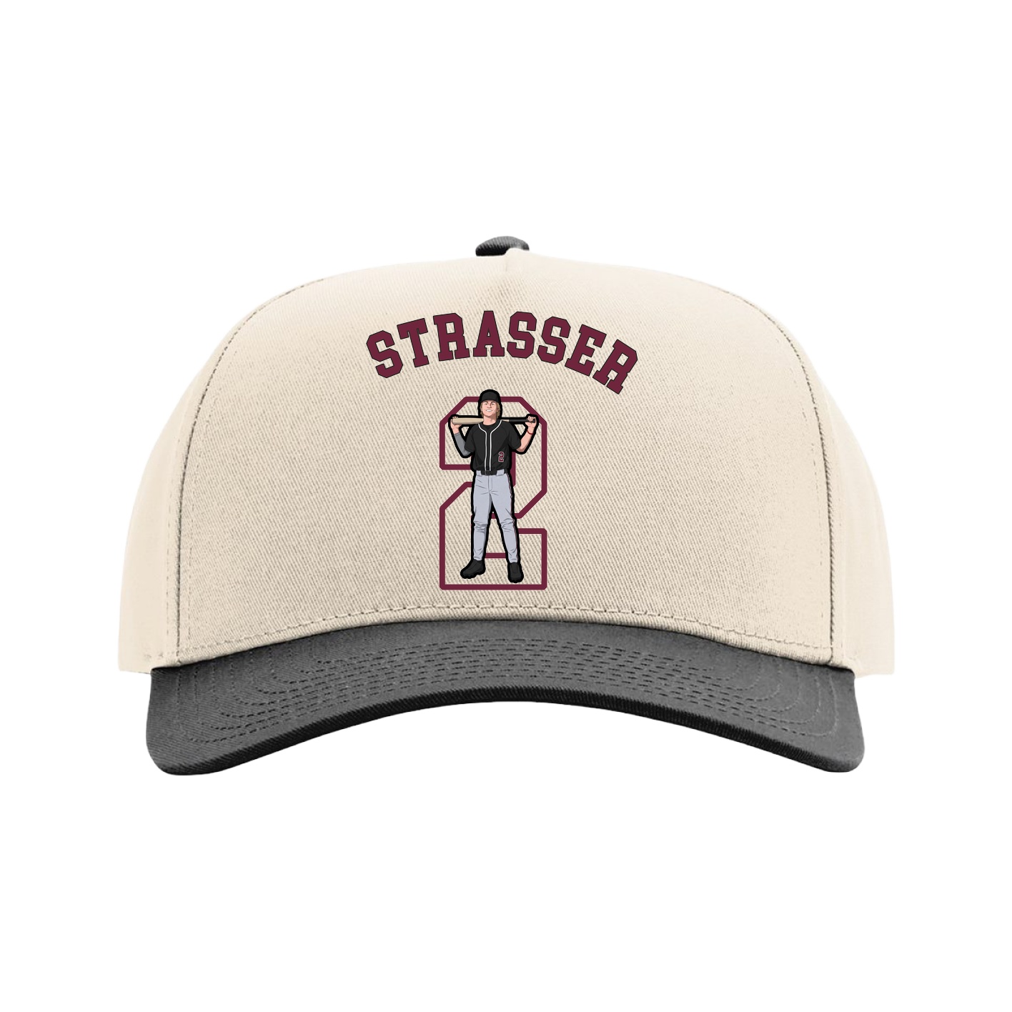 Full Fabric Five-Panel Champ Cap — Shirsey Arch in Cream/Black
