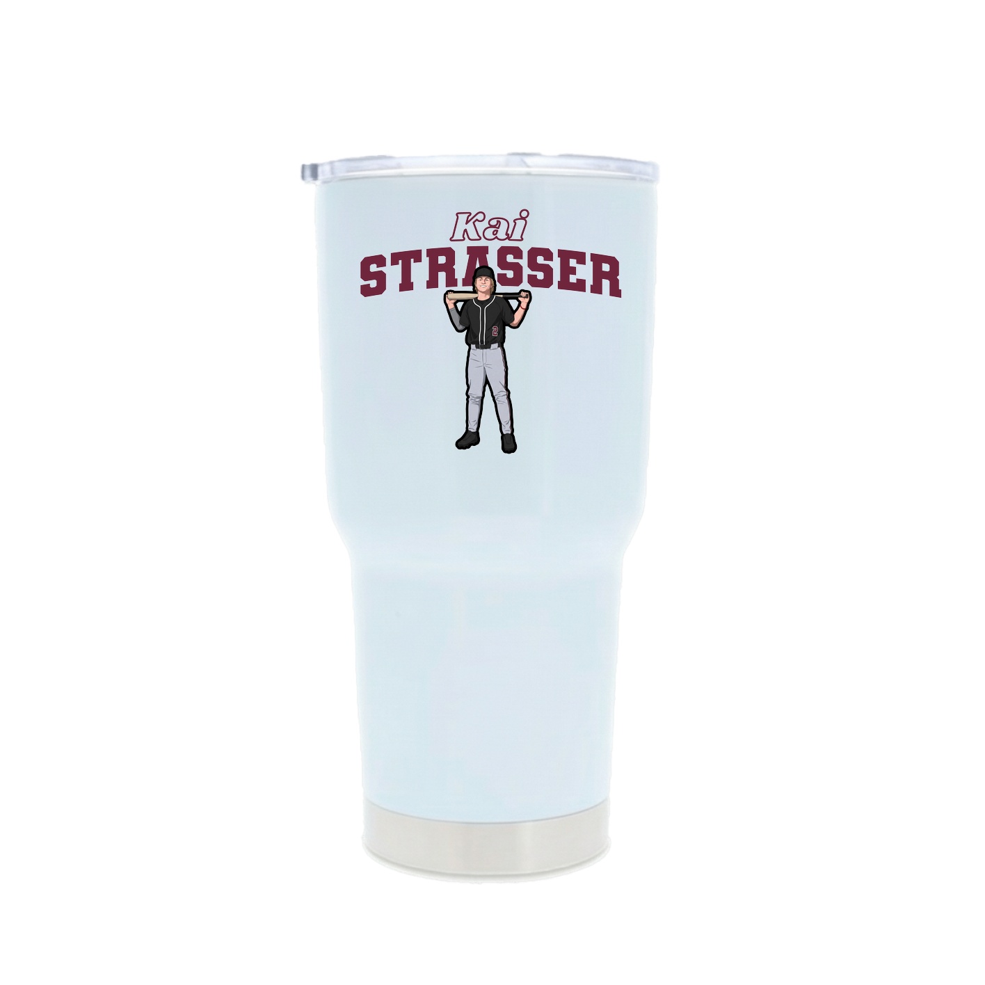 30oz Stainless Steel Tumbler — Name Arch in White