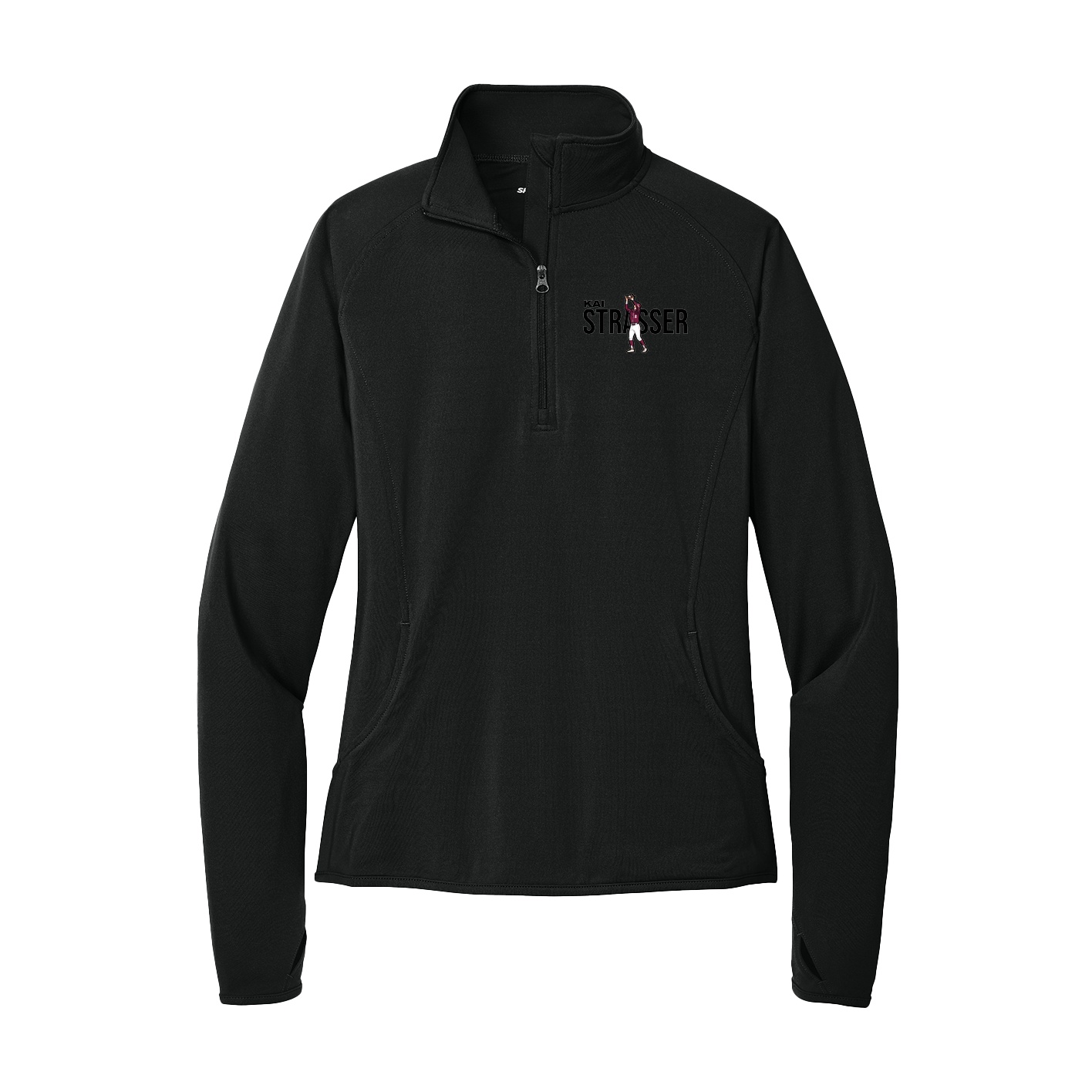 Women's Q-Zip Pullover — Player Name in Black