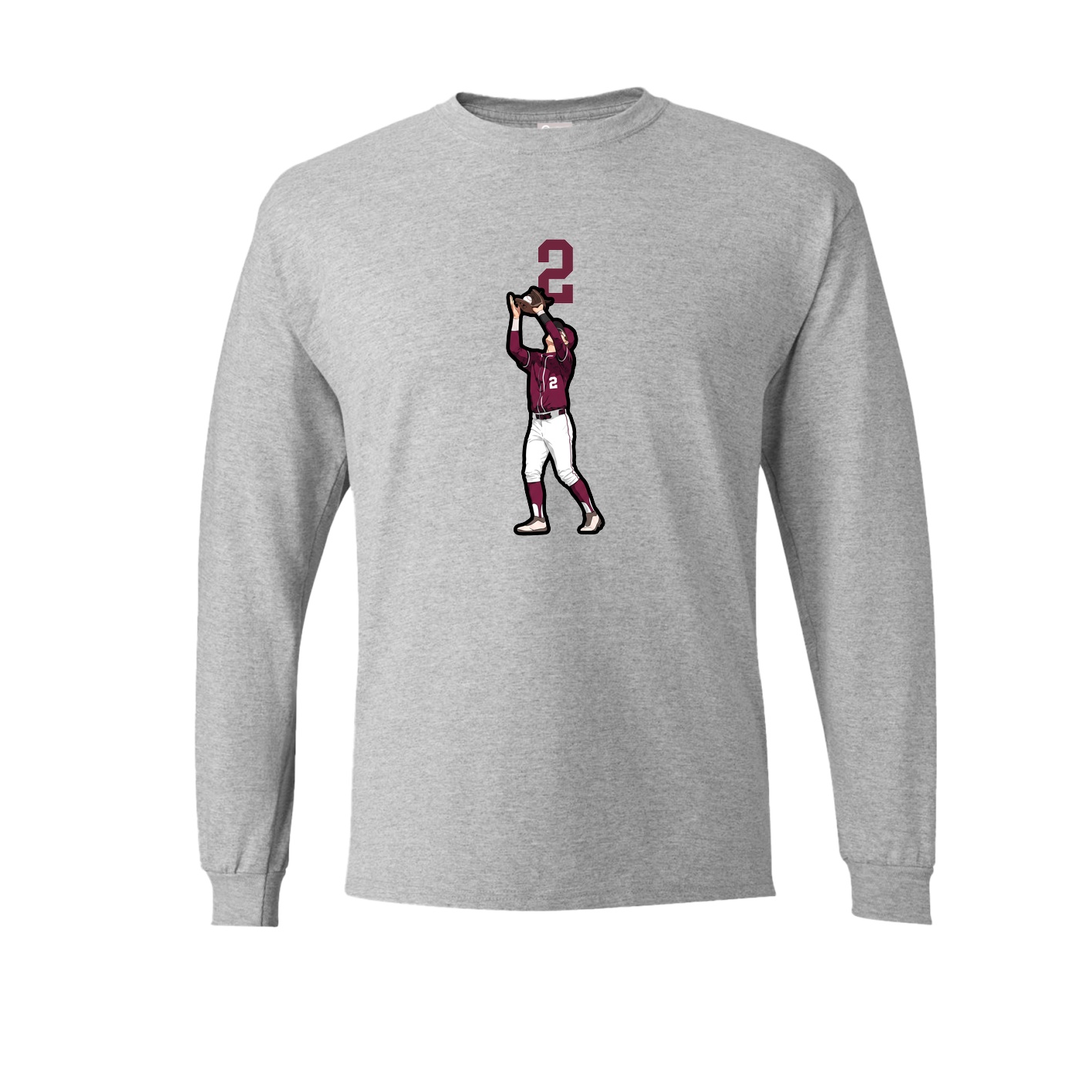 Long Sleeve Tee — Number Top in Grey