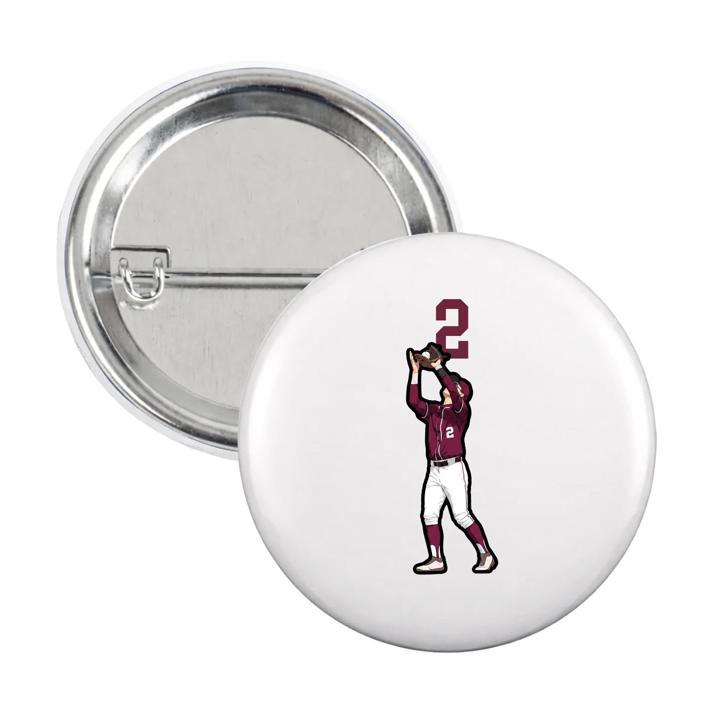 Game Day Button — Number Top in White