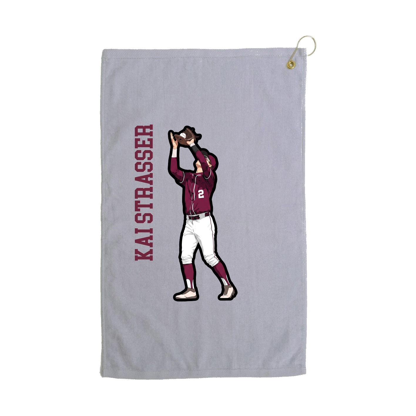 Golf Towel — Name Vertical in Grey