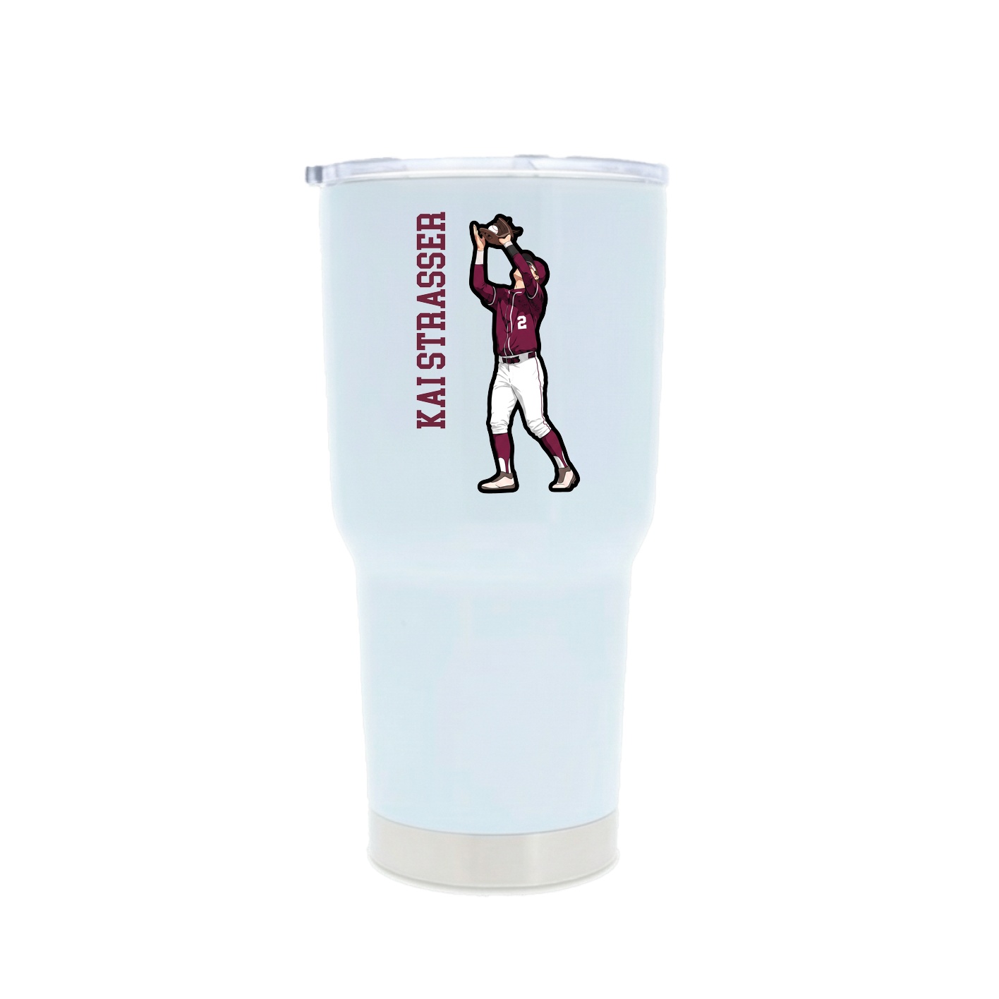 30oz Stainless Steel Tumbler — Name Vertical in White