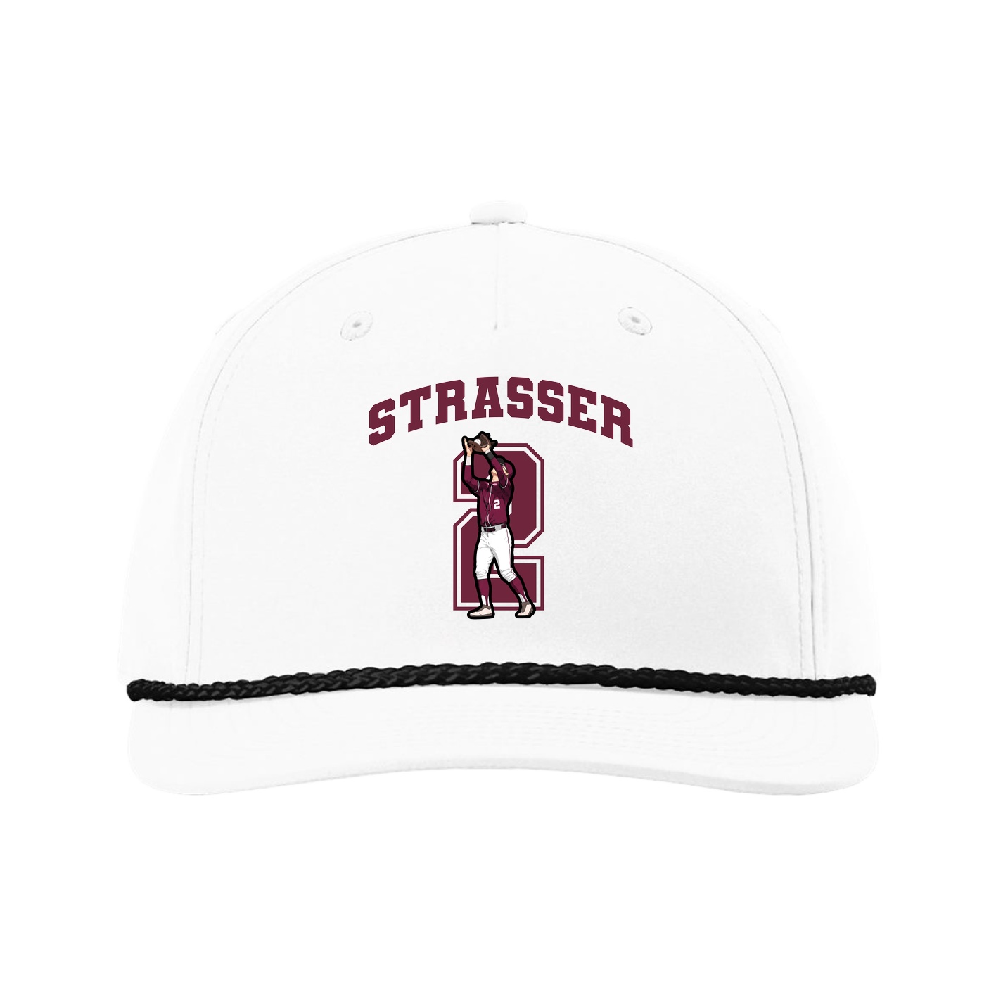 Five-Panel Classic Rope Cap — Number in White
