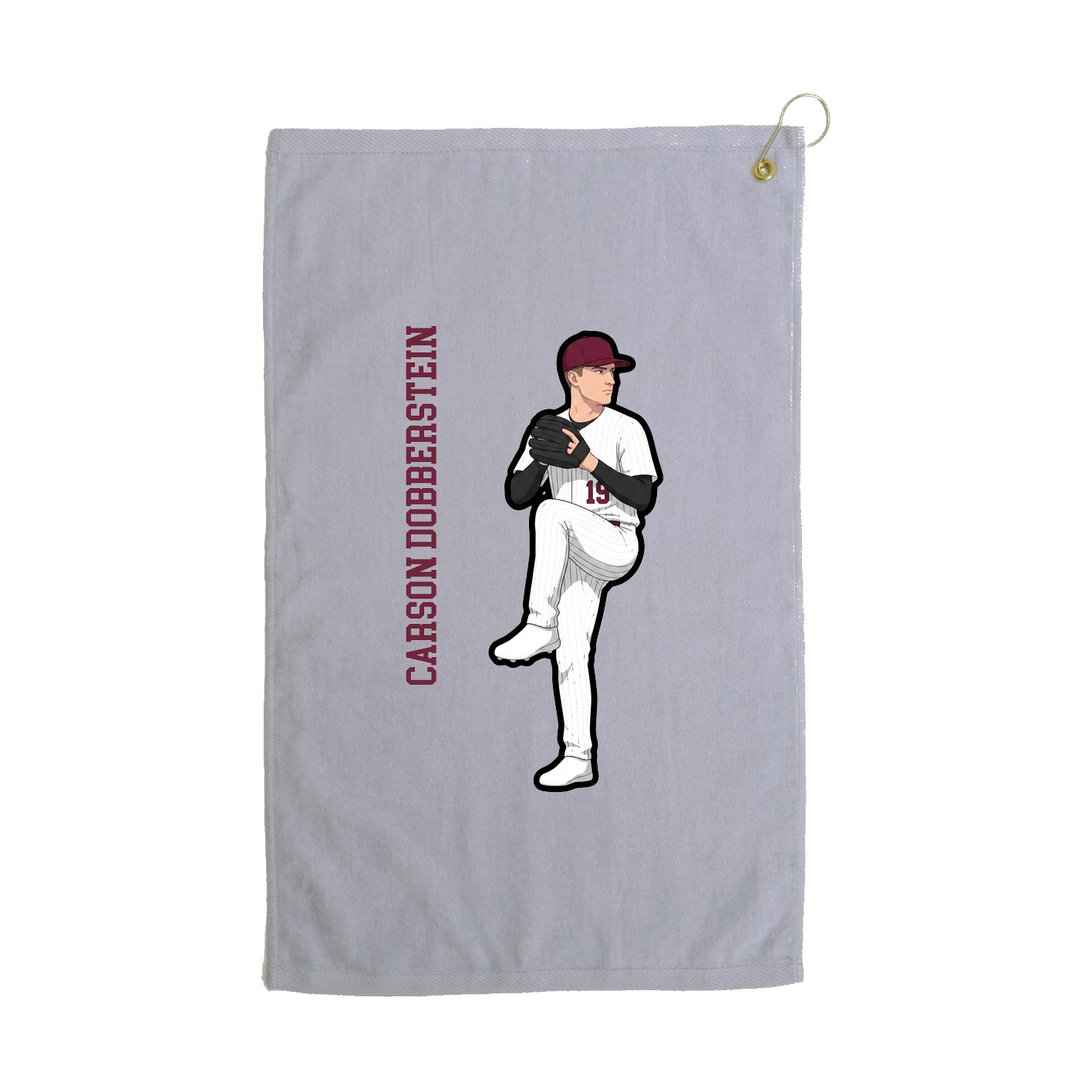 Golf Towel — Name Vertical in Grey