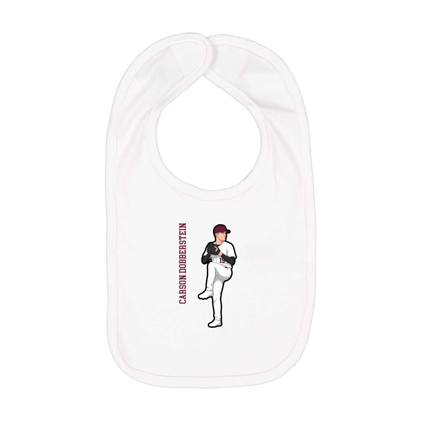 Infant Bib — Name Vertical in White