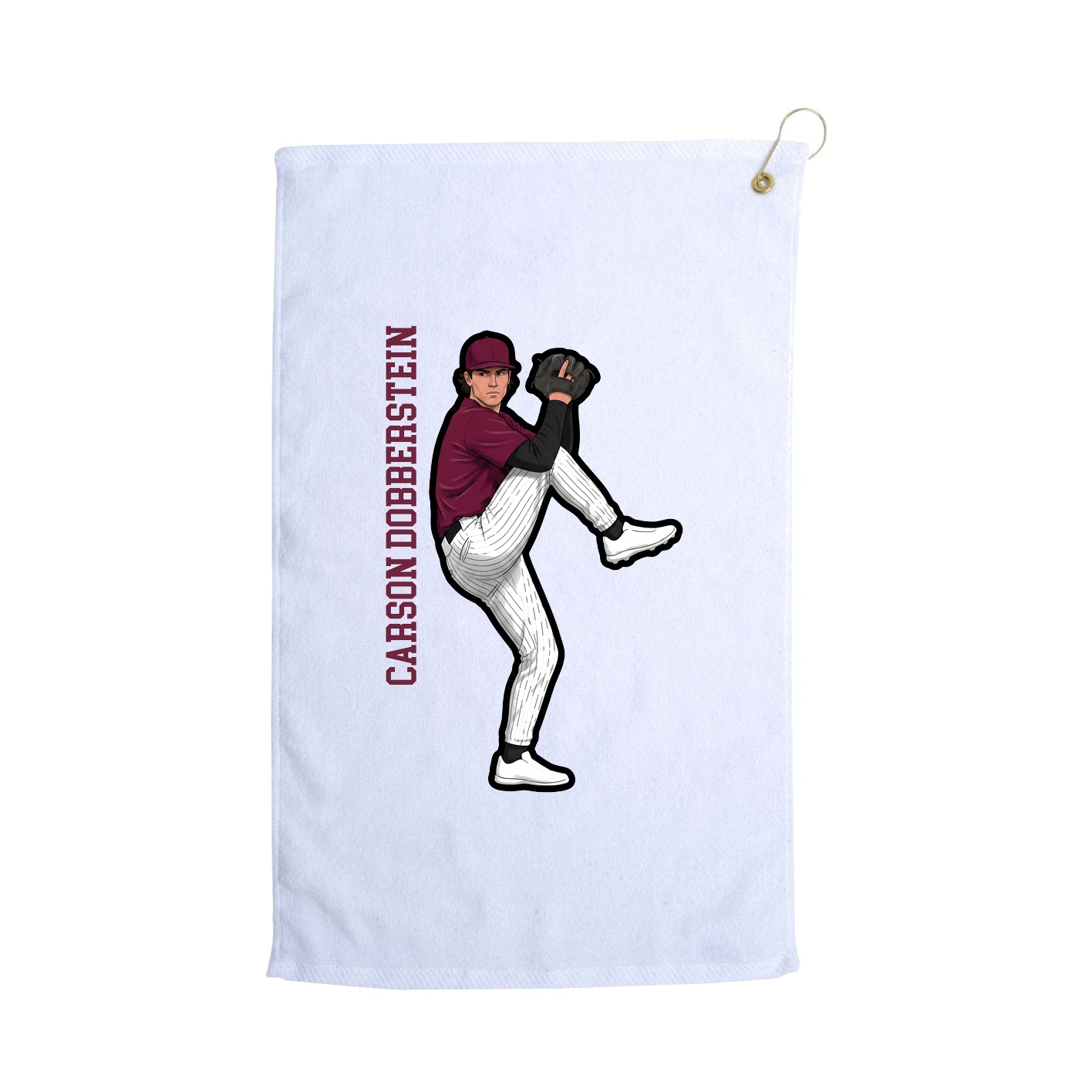 Golf Towel — Name Vertical in White