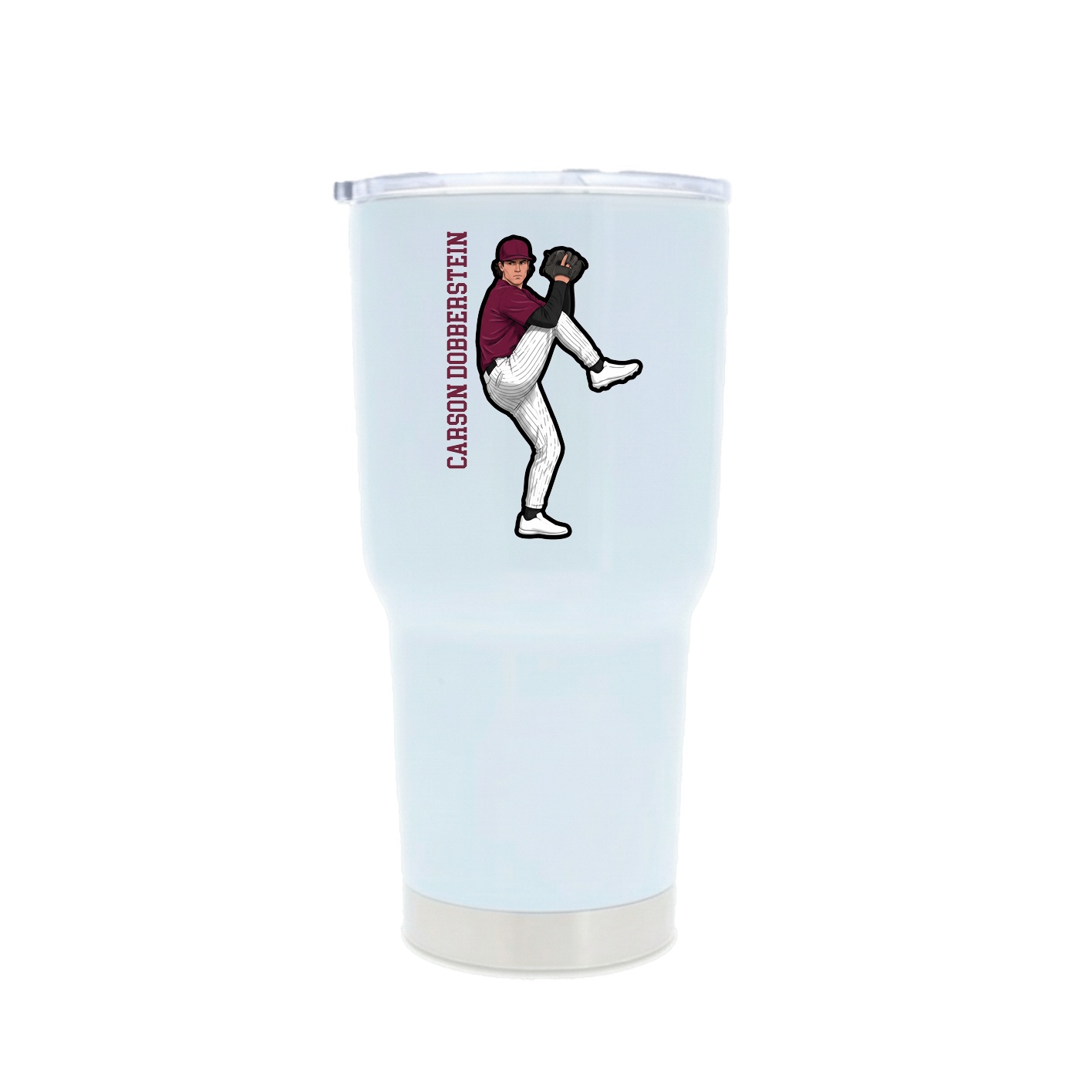 30oz Stainless Steel Tumbler — Name Vertical in White