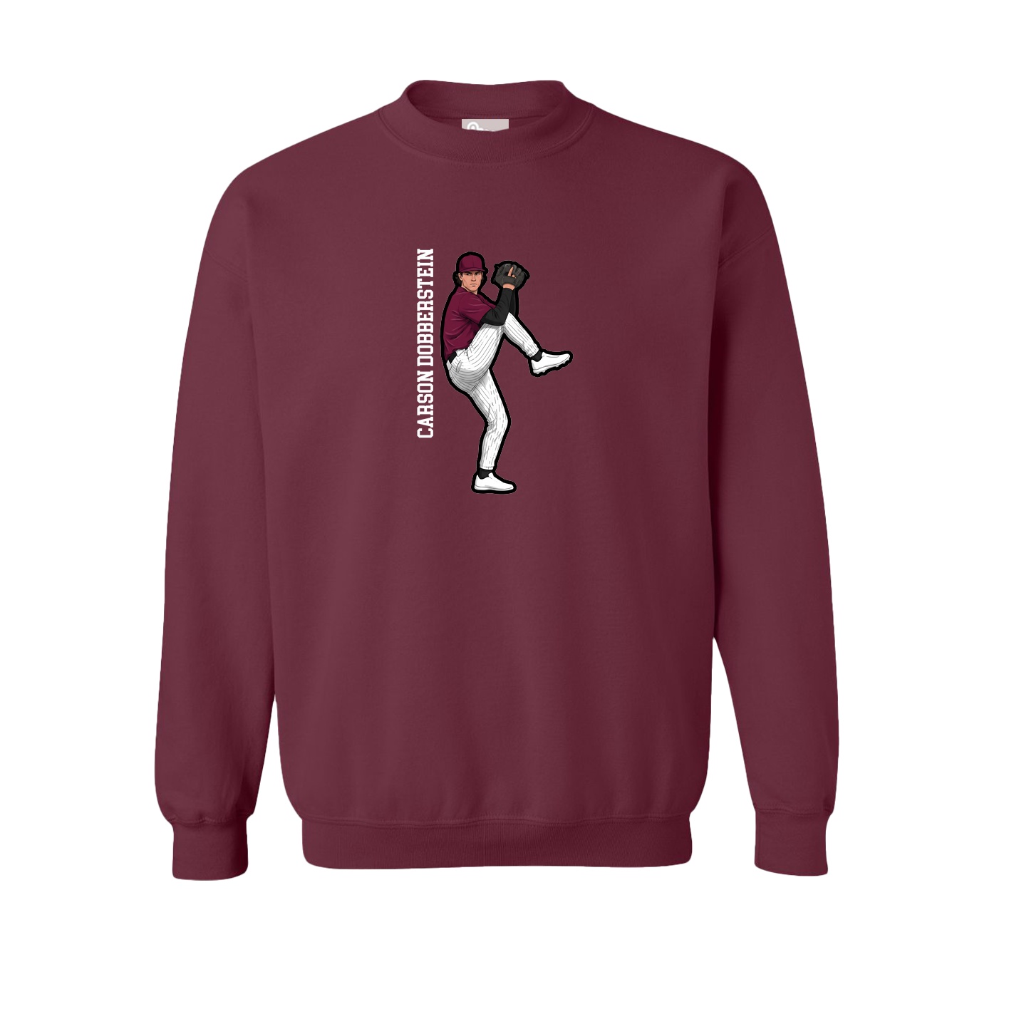 Fleece Crew — Name Vertical in Maroon