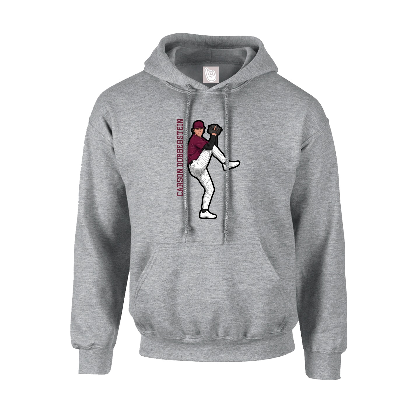 Youth Hoodie — Name Vertical in Grey