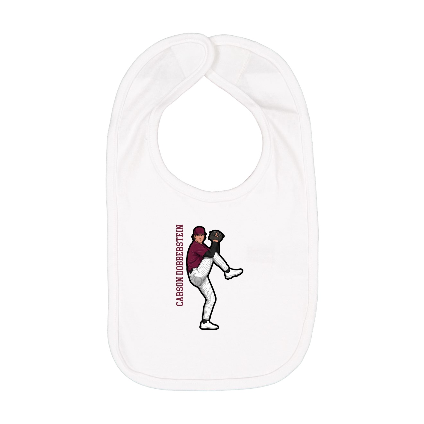 Infant Bib — Name Vertical in White