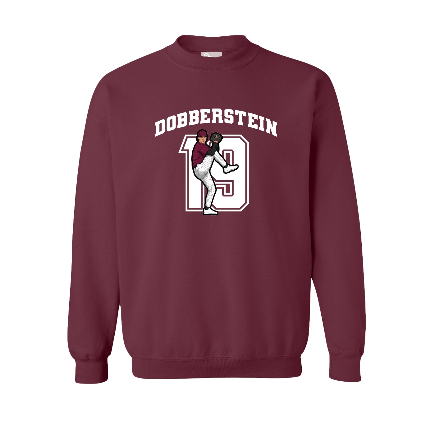 Fleece Crew — Number in Maroon