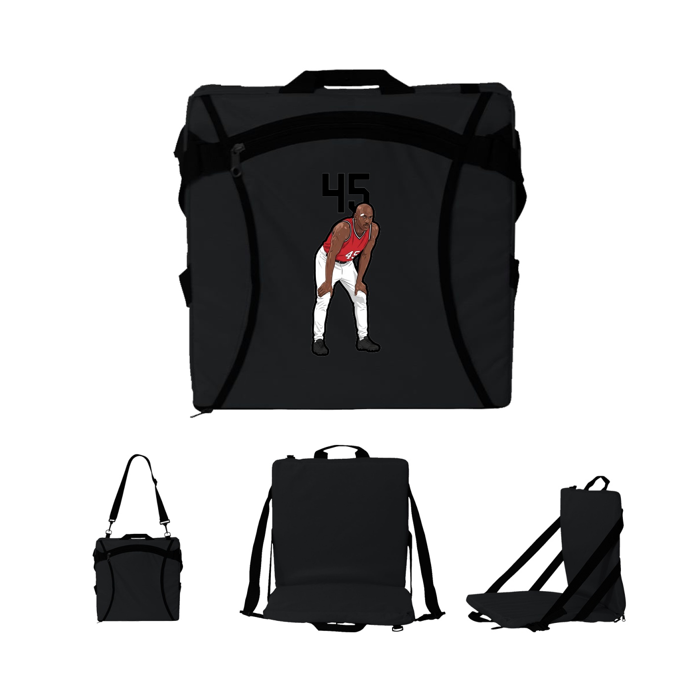 Folding Stadium Seat — Number Top in Black