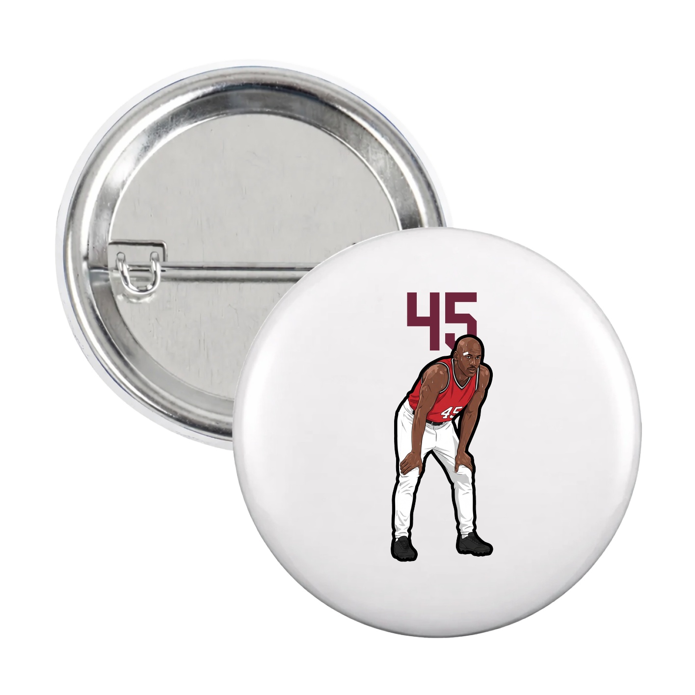 Game Day Button — Number Top in White