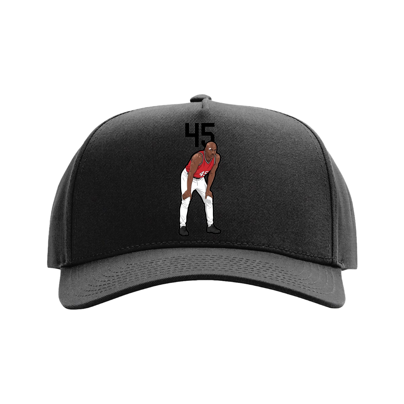 Full Fabric Five-Panel Champ Cap — Number Top in Black