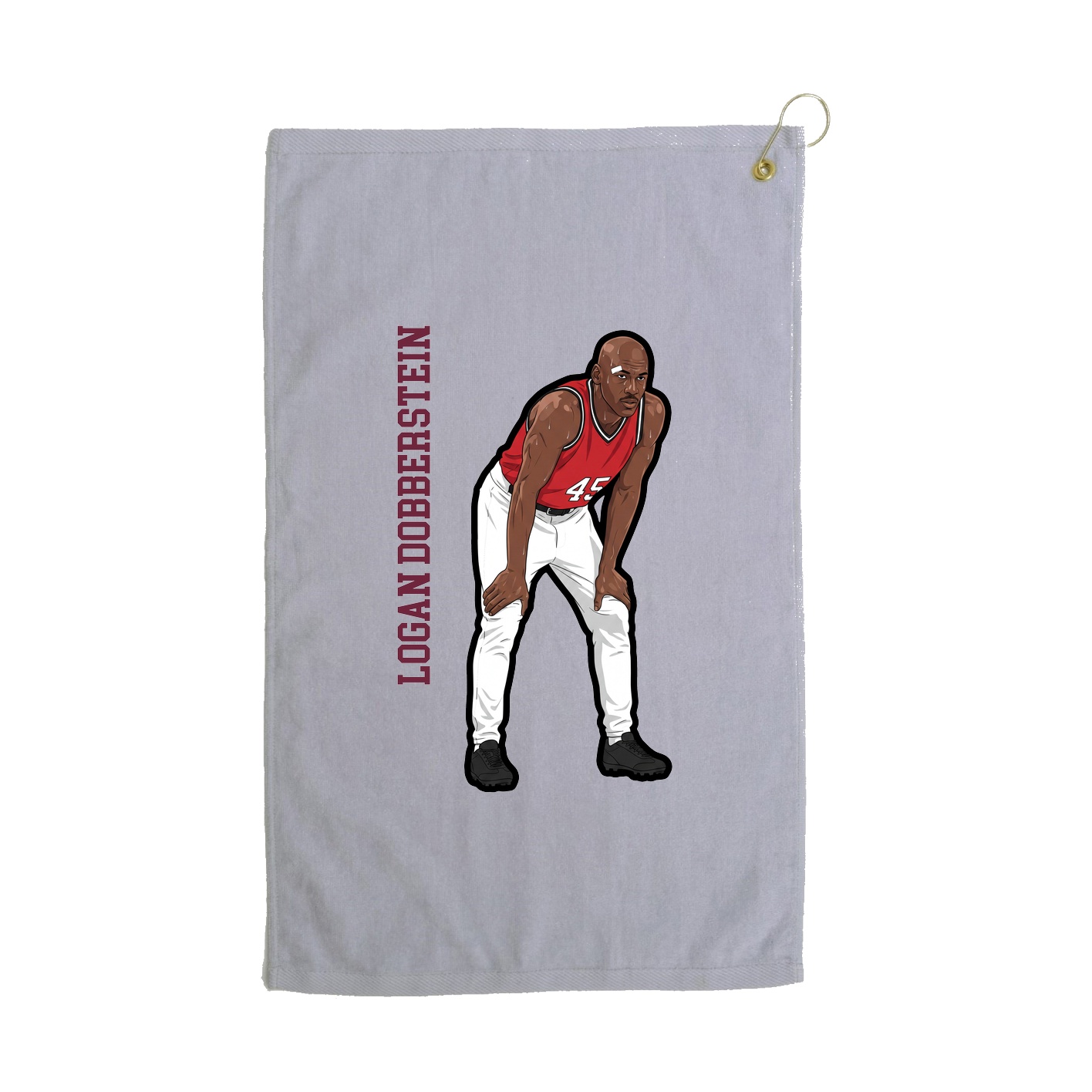 Golf Towel — Name Vertical in Grey