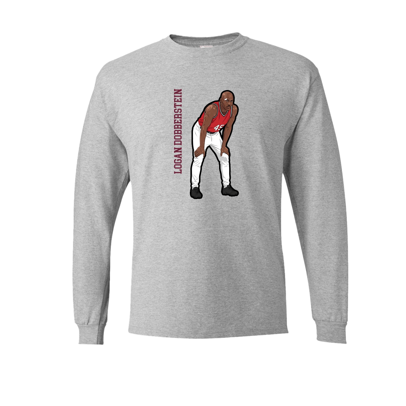Long Sleeve Tee — Name Vertical in Grey