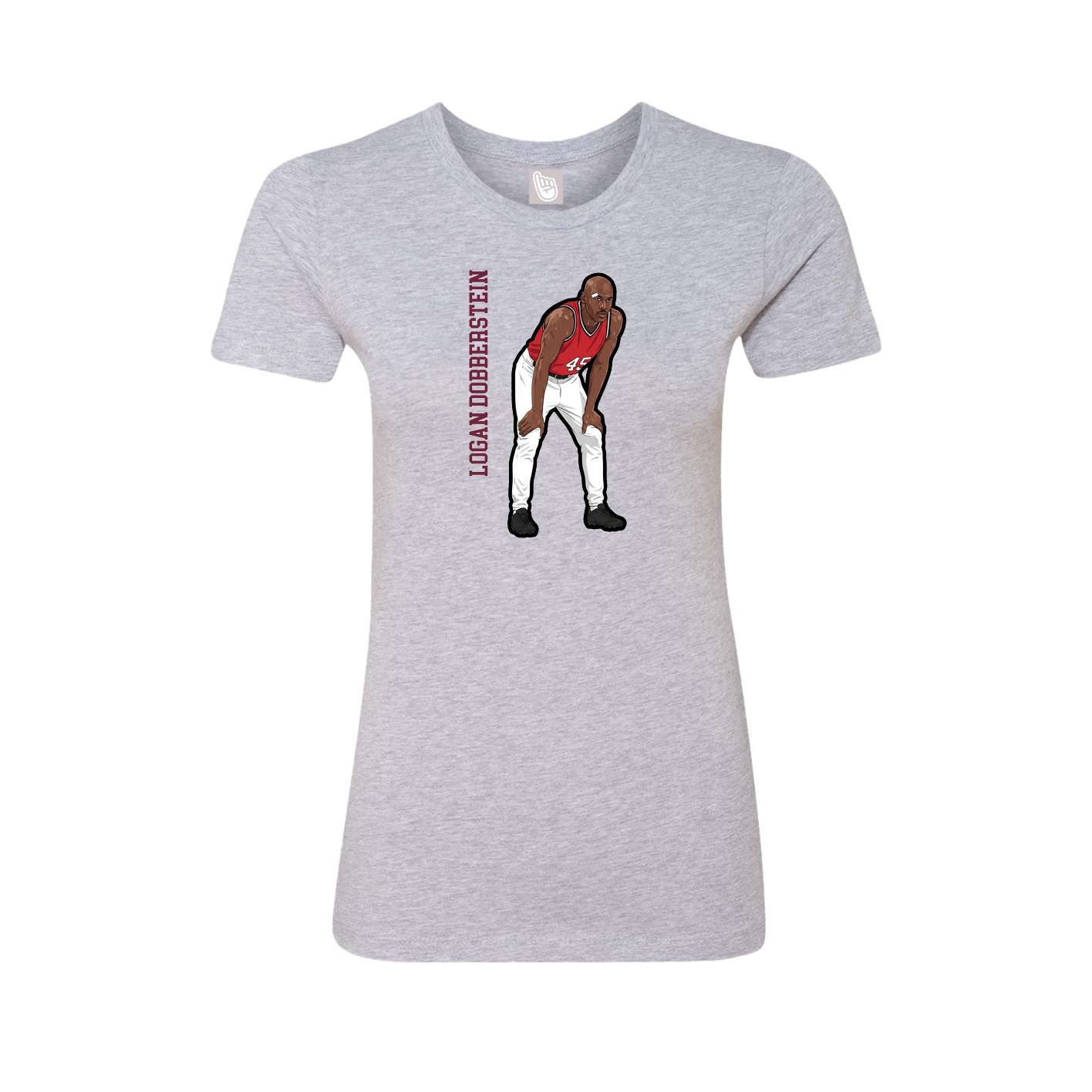 Fitted Women's Tee — Name Vertical in Grey
