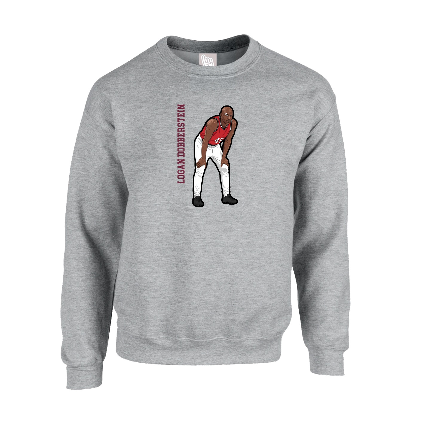 Fleece Crew — Name Vertical in Grey