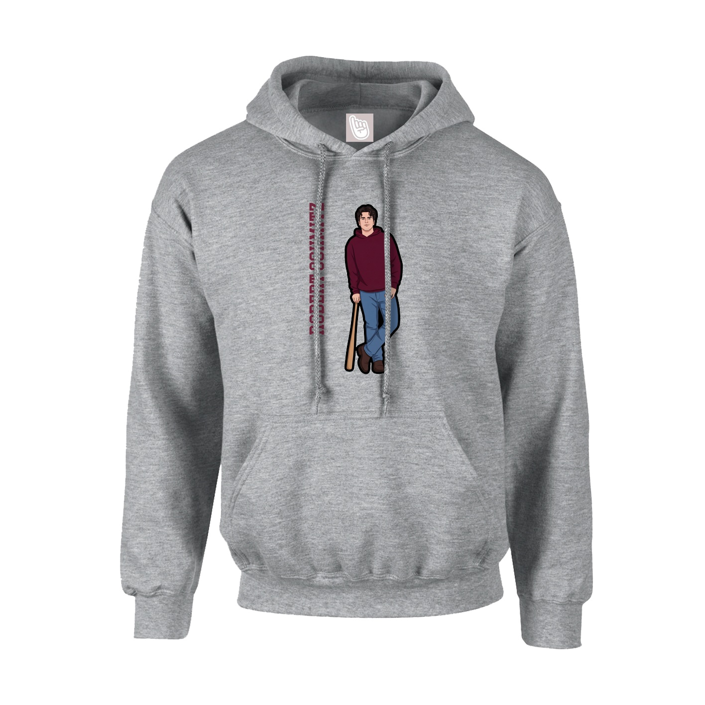 Youth Hoodie — Name Vertical in Grey