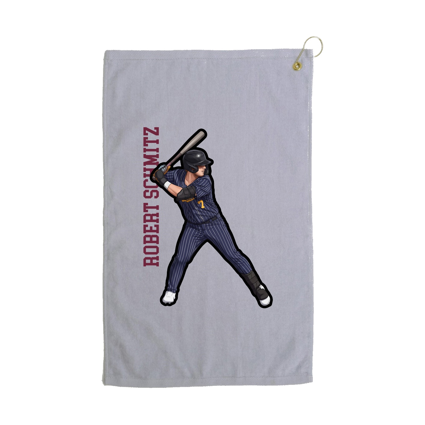 Golf Towel — Name Vertical in Grey
