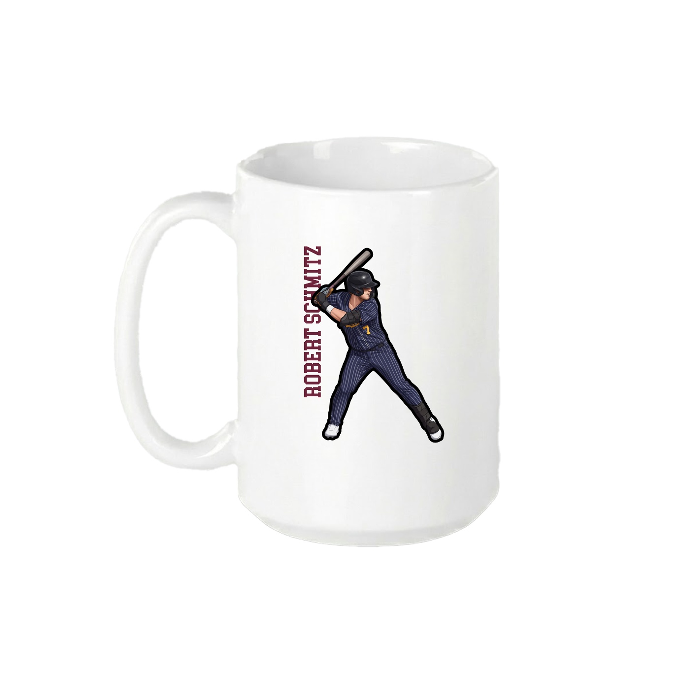 15oz Coffee Mug — Name Vertical in White