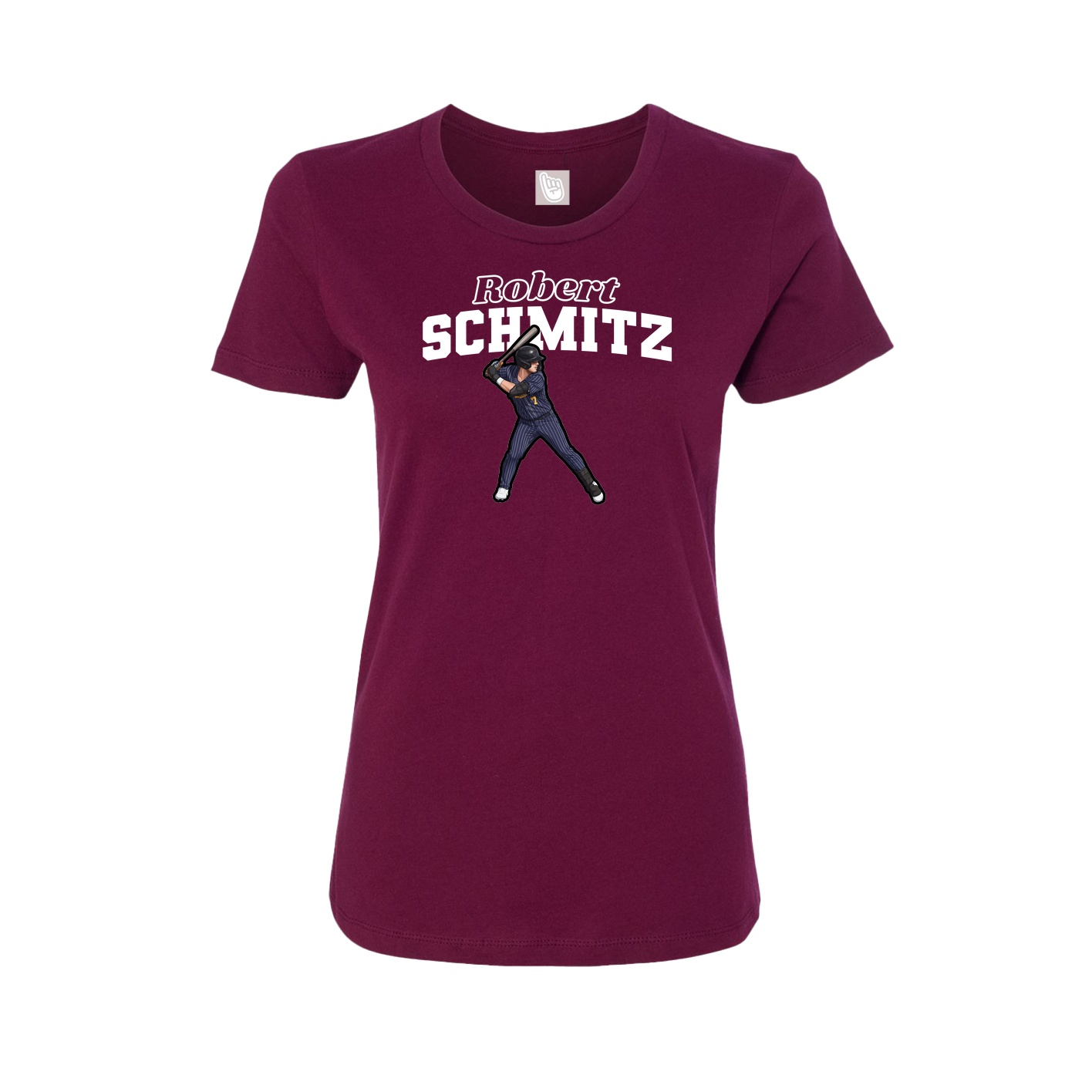Fitted Women's Tee — Name Arch in Maroon