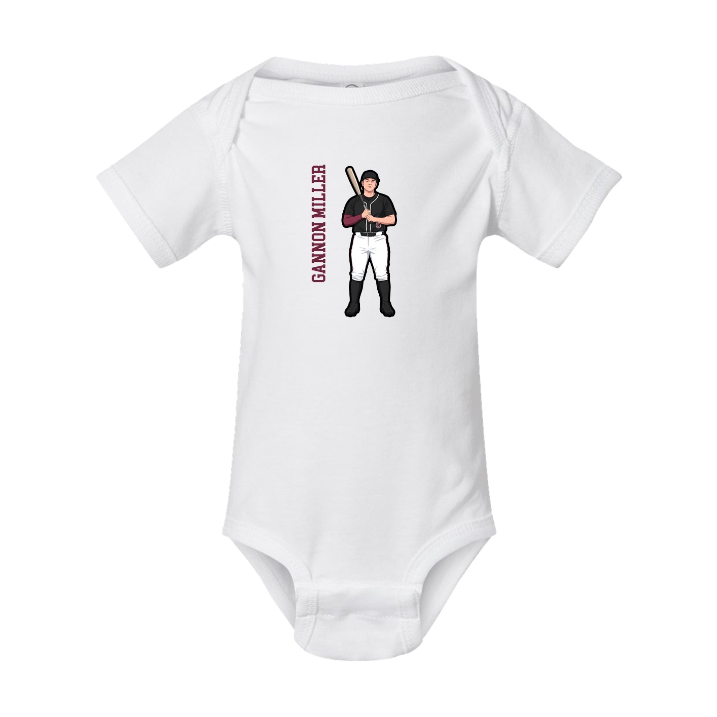 Baby Onesie — Name Vertical in White