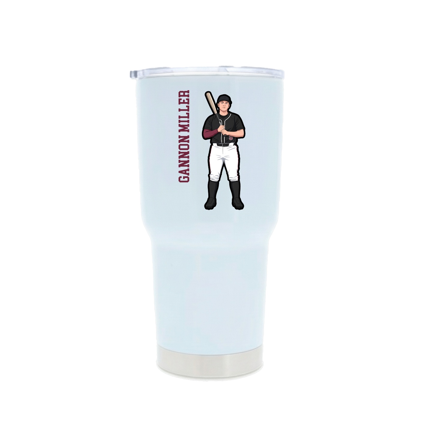 30oz Stainless Steel Tumbler — Name Vertical in White