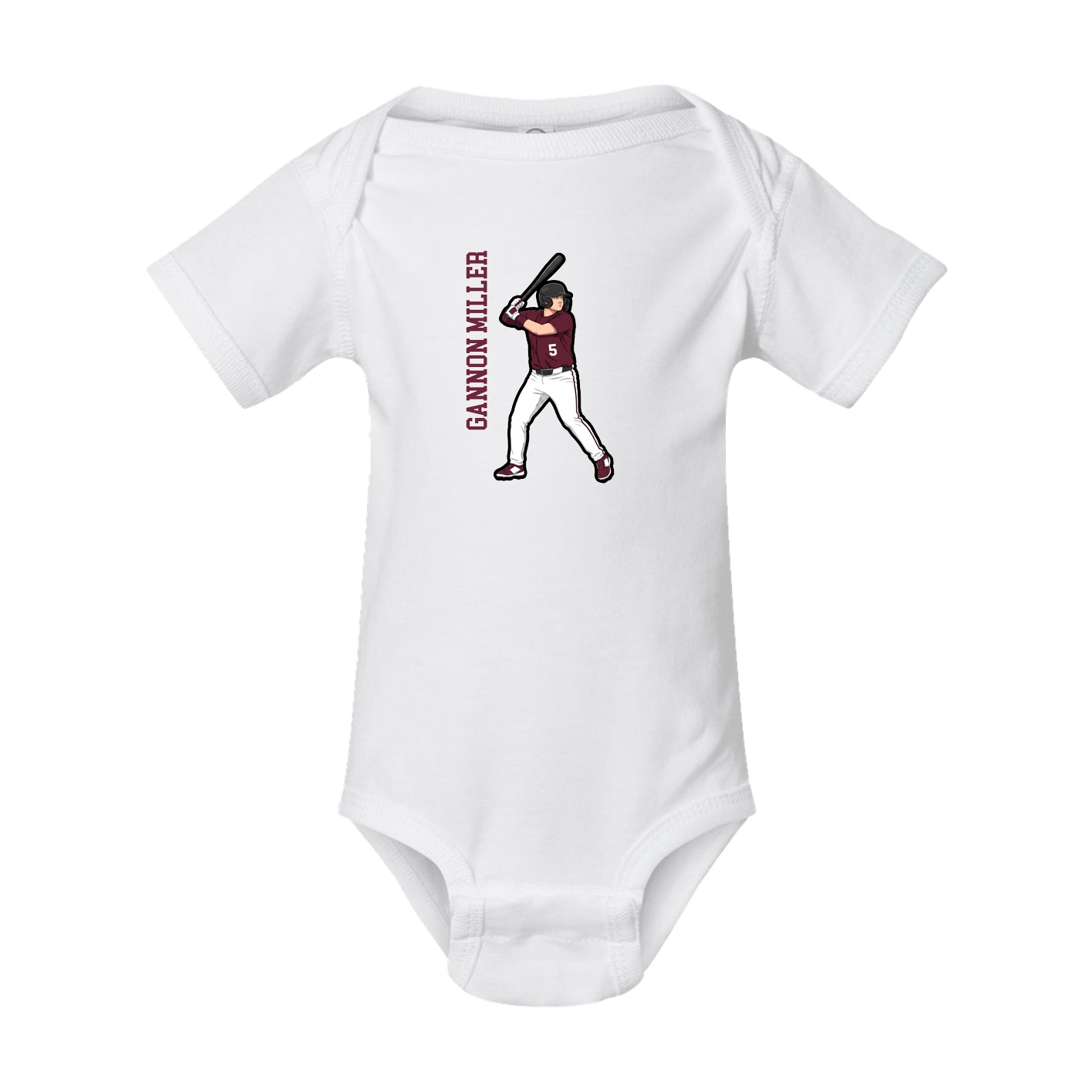 Baby Onesie — Name Vertical in White