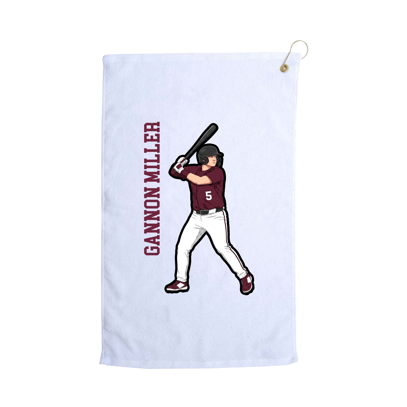 Golf Towel — Name Vertical in White