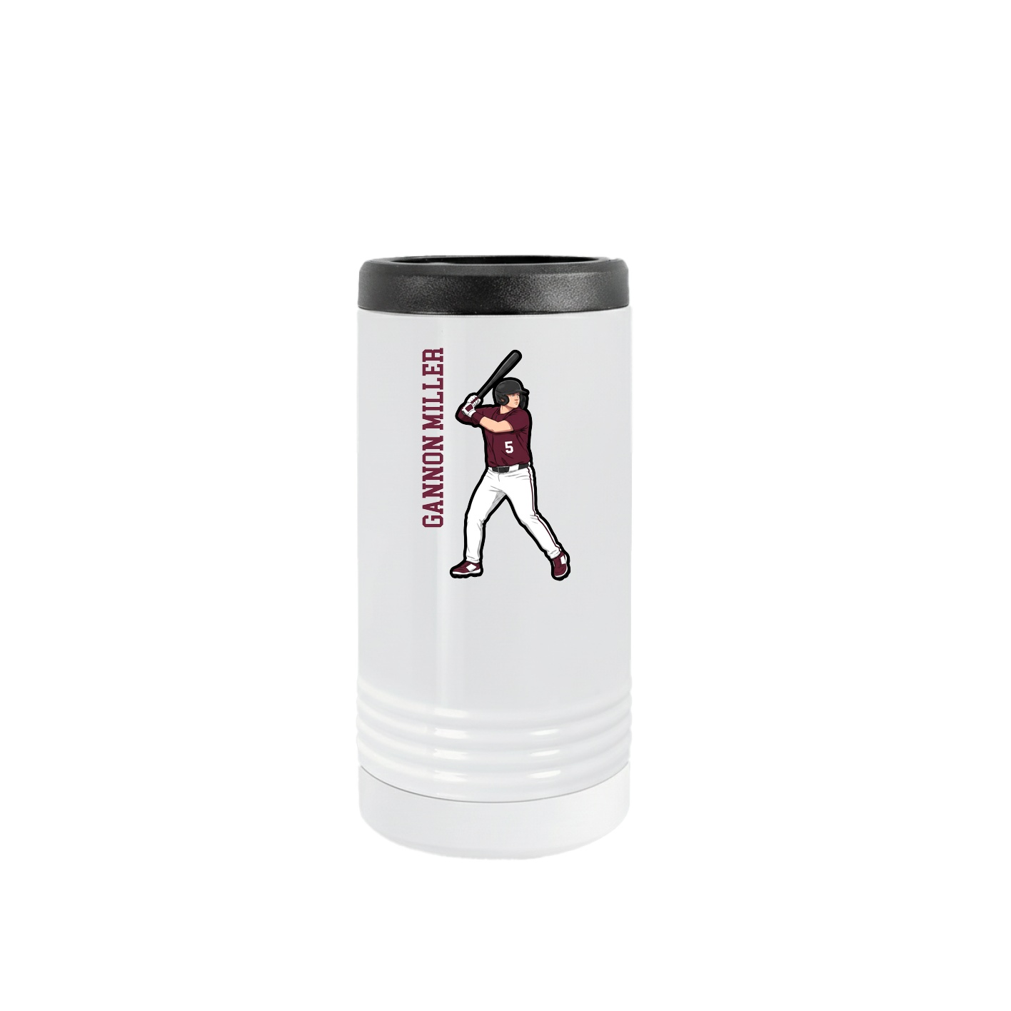 Slim Beverage Holder — Name Vertical in White
