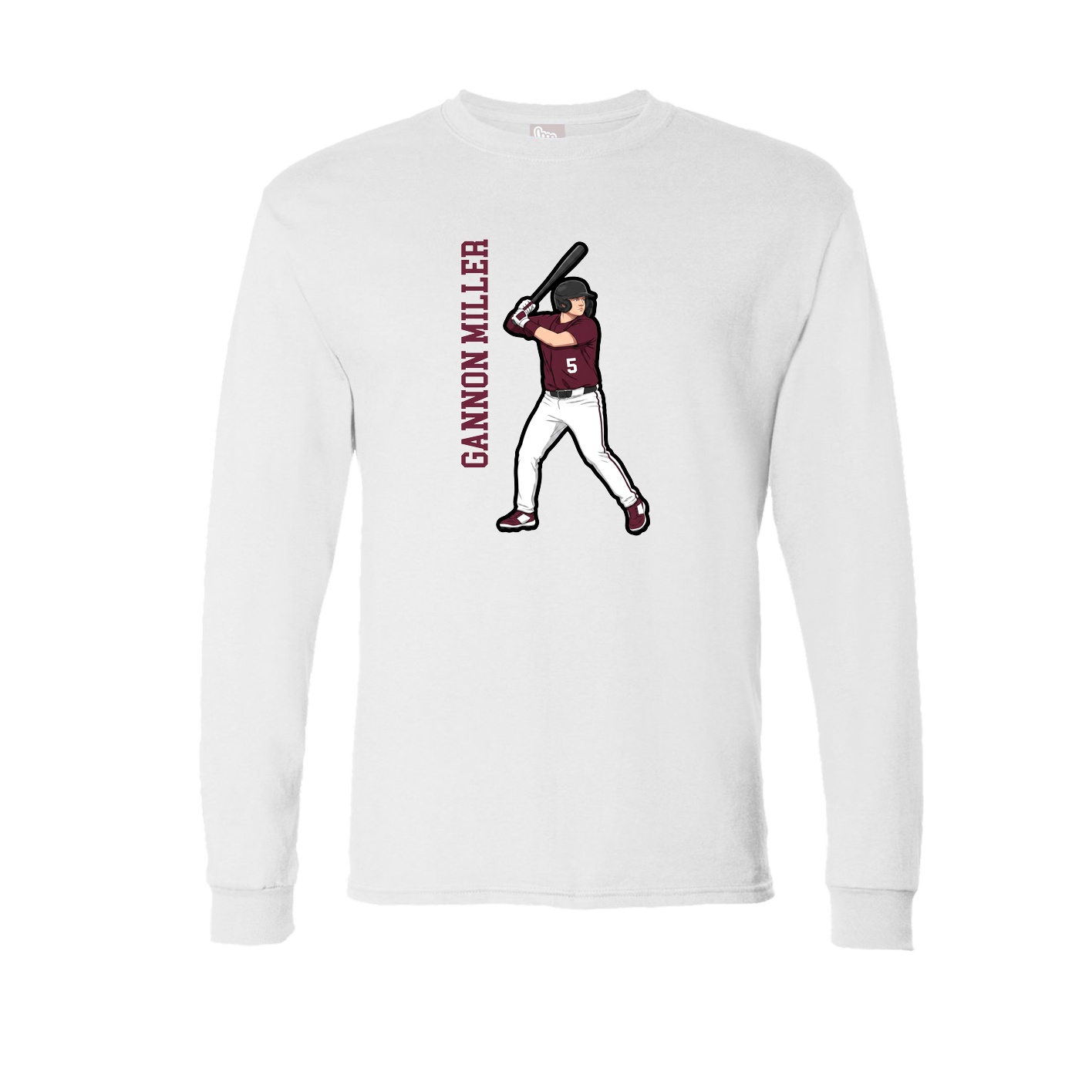 Long Sleeve Tee — Name Vertical in White