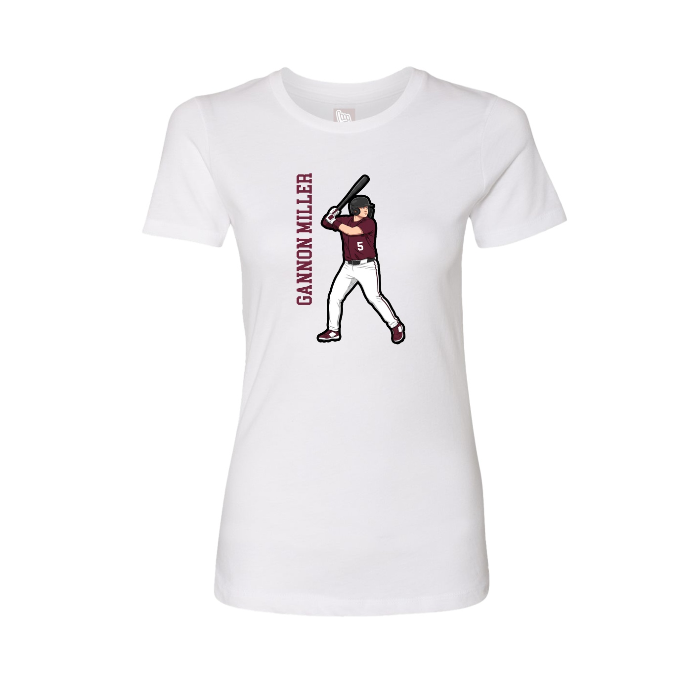 Womens Tee — Name Vertical in White