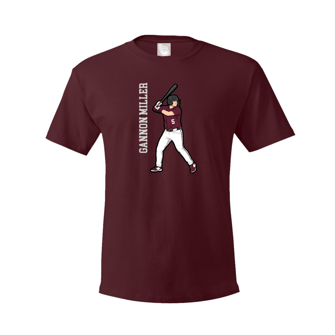 Youth Tee — Name Vertical in Maroon