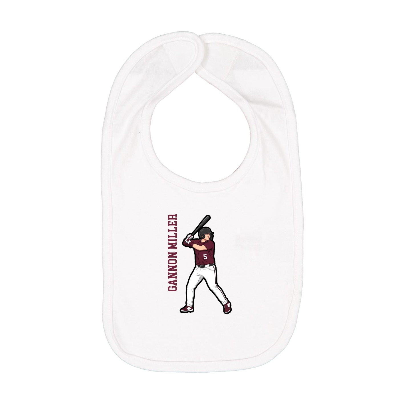 Infant Bib — Name Vertical in White