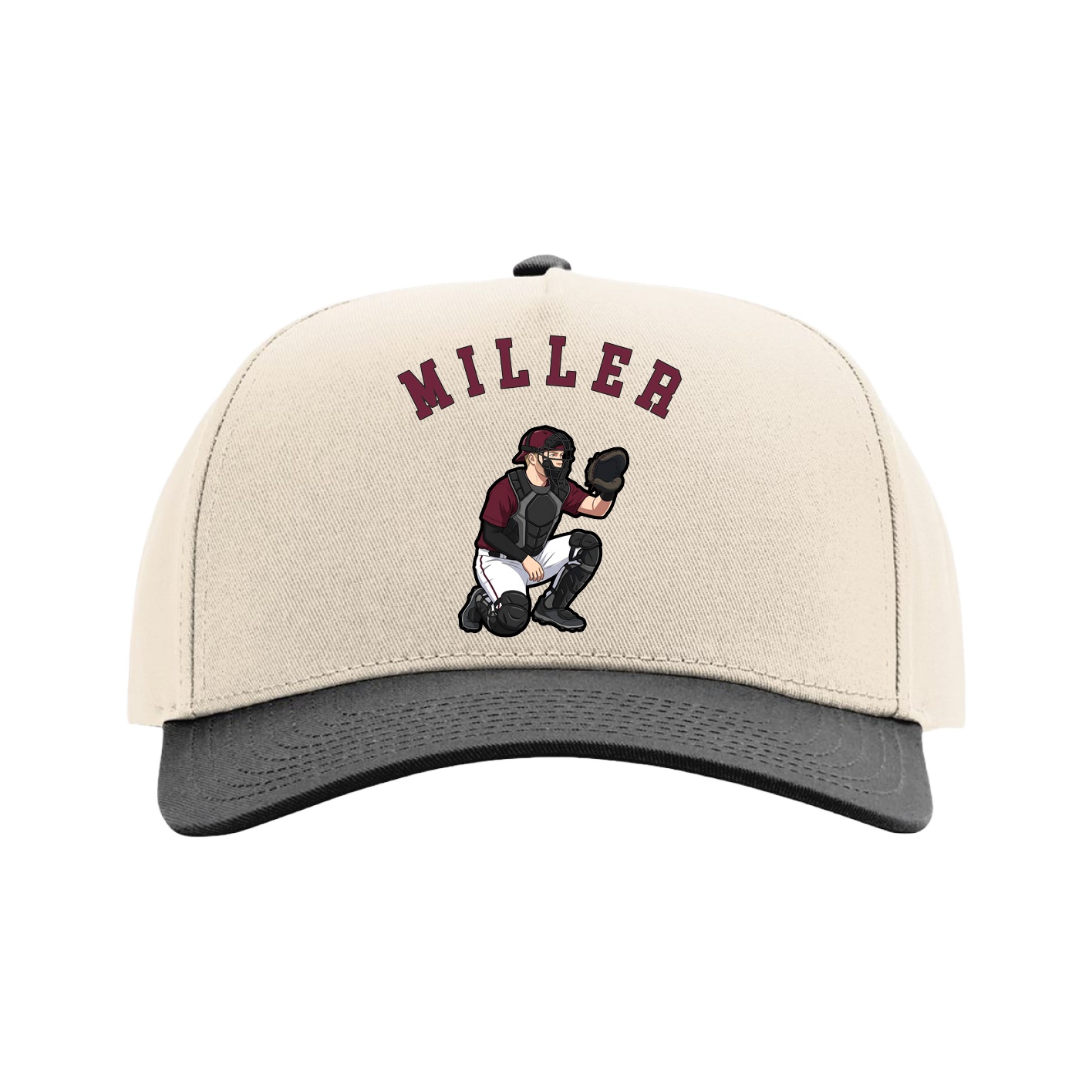 Full Fabric Five-Panel Champ Cap — Shirsey Arch in Cream/Black