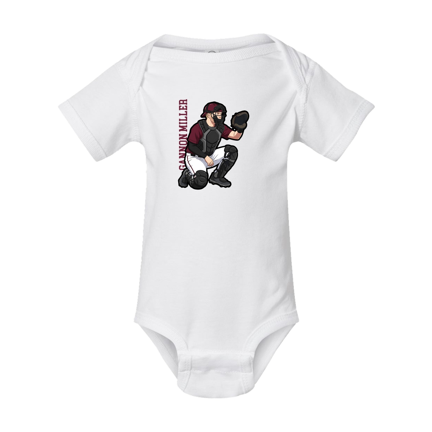 Baby Onesie — Name Vertical in White