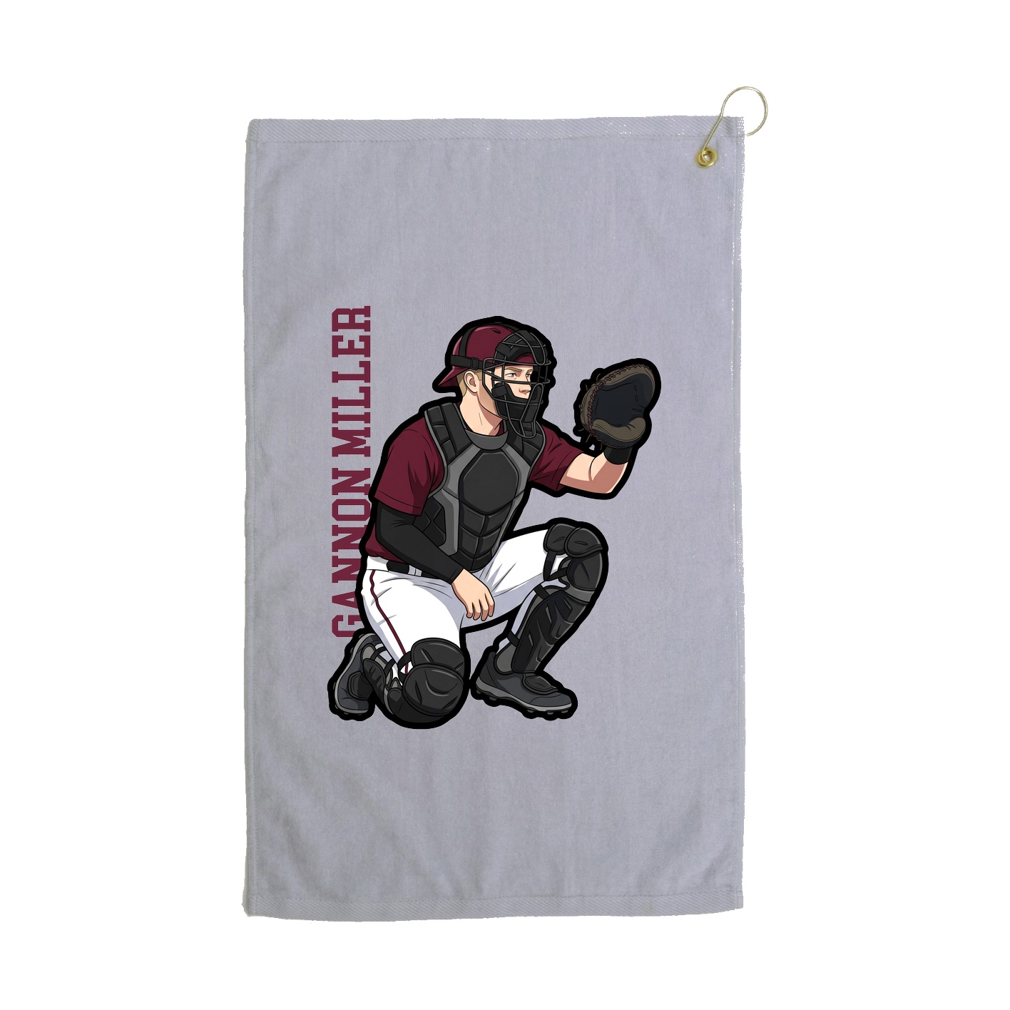 Golf Towel — Name Vertical in Grey