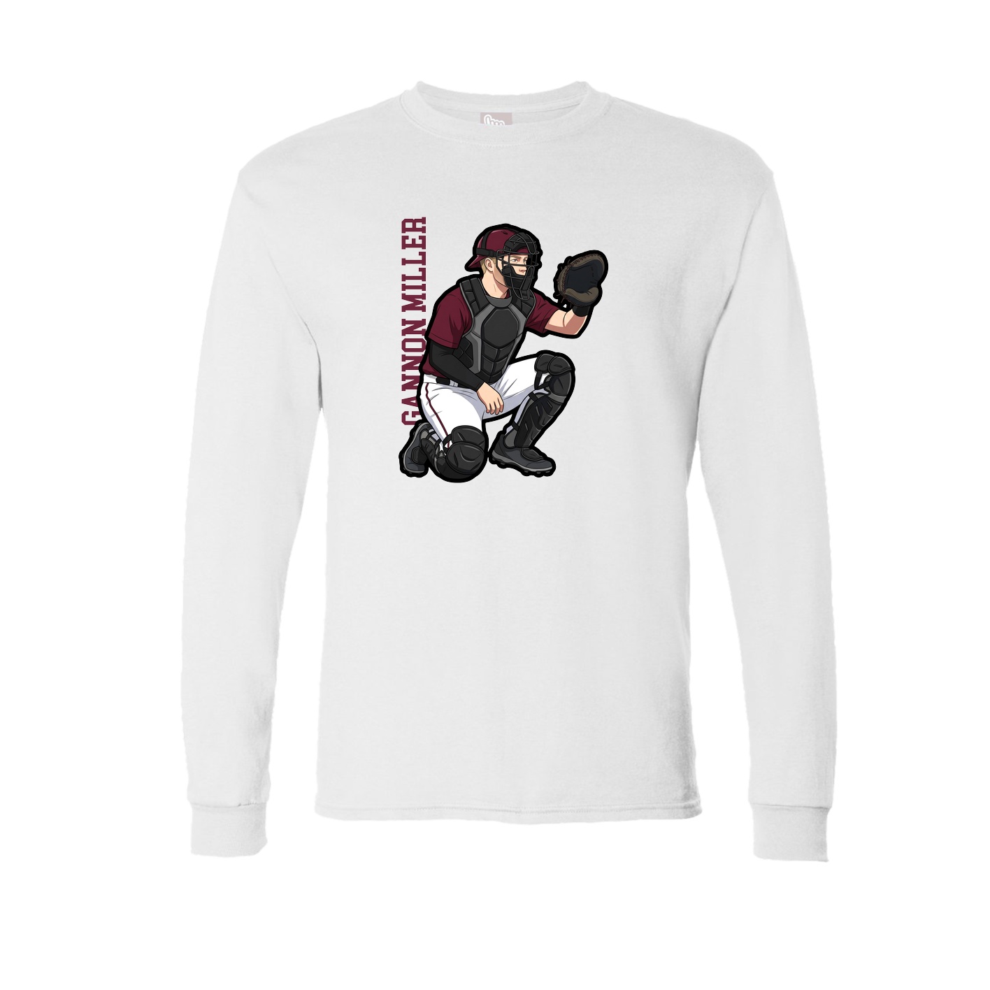 Long Sleeve Tee — Name Vertical in White