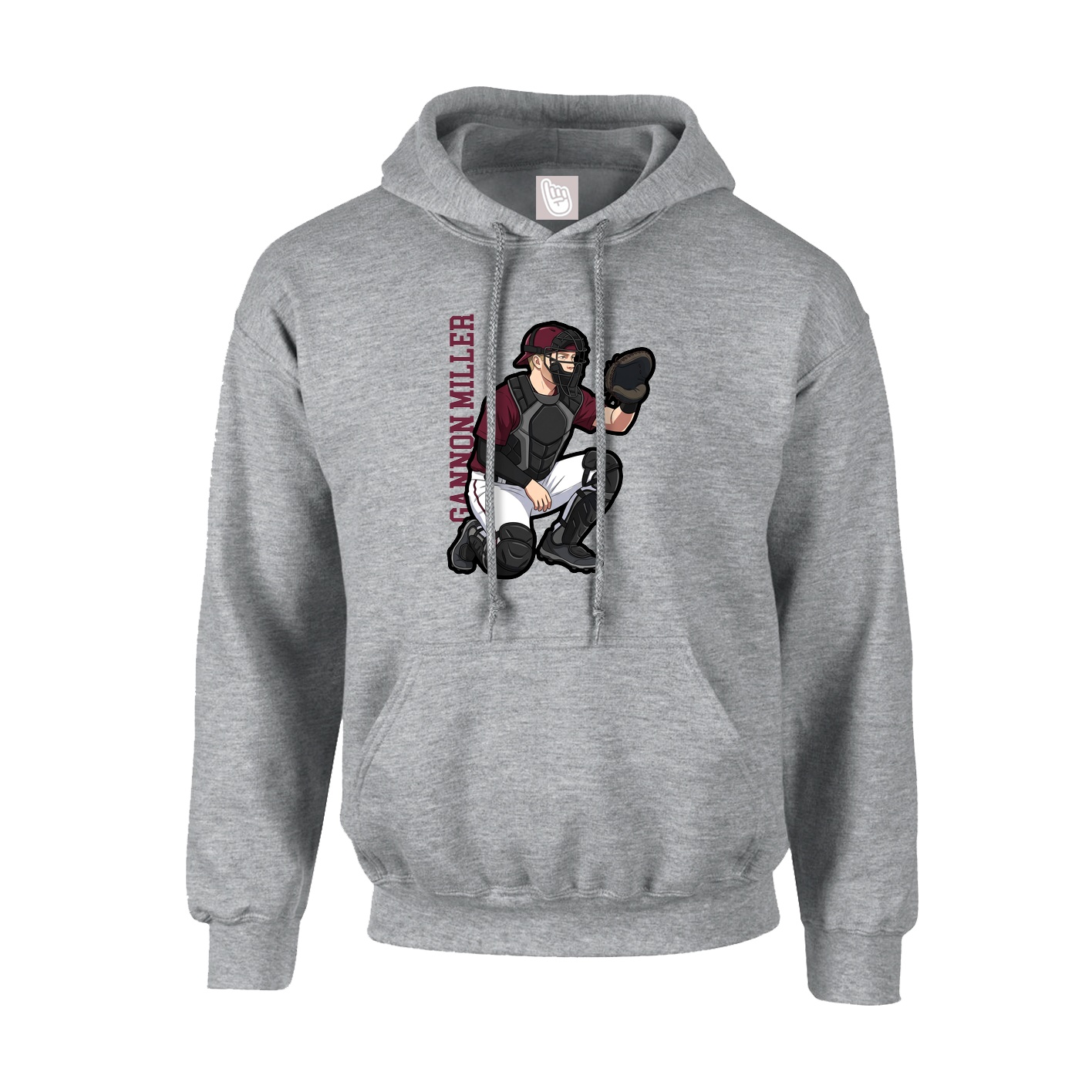 Hoodie — Name Vertical in Grey
