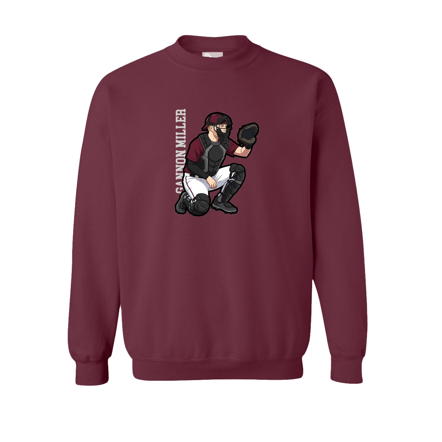 Fleece Crew — Name Vertical in Maroon