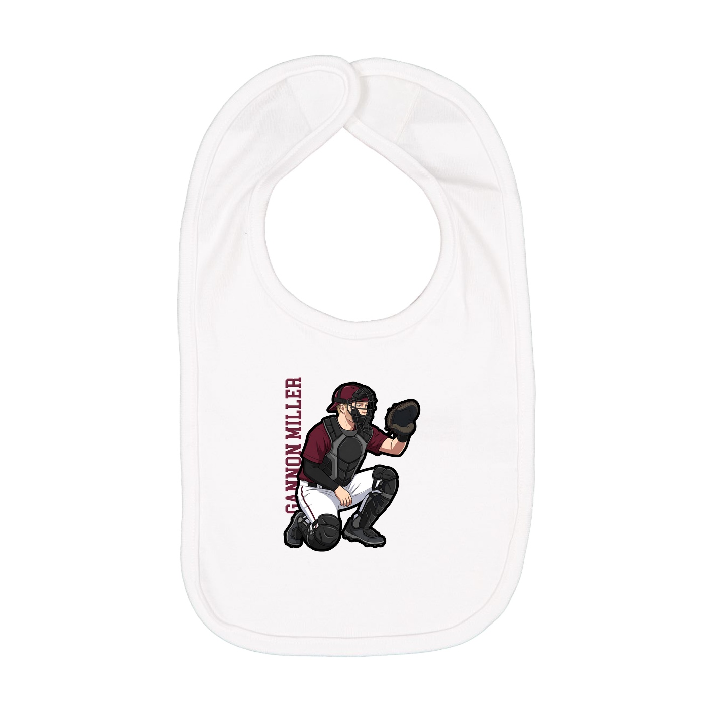Infant Bib — Name Vertical in White