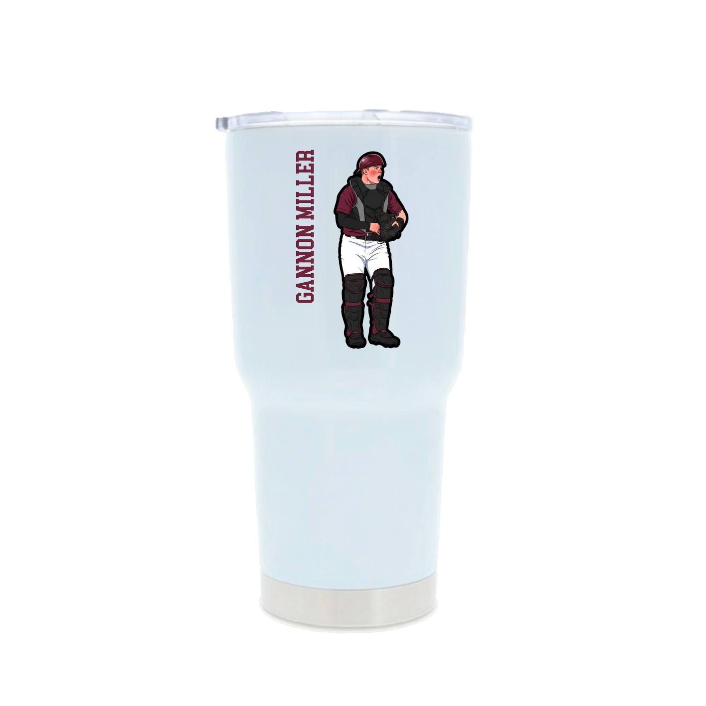 30oz Stainless Steel Tumbler — Name Vertical in White