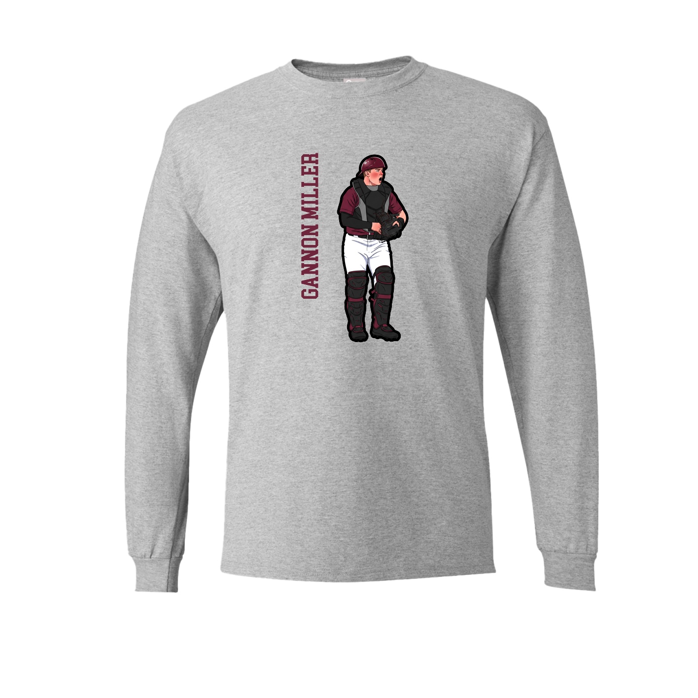 Long Sleeve Tee — Name Vertical in Grey