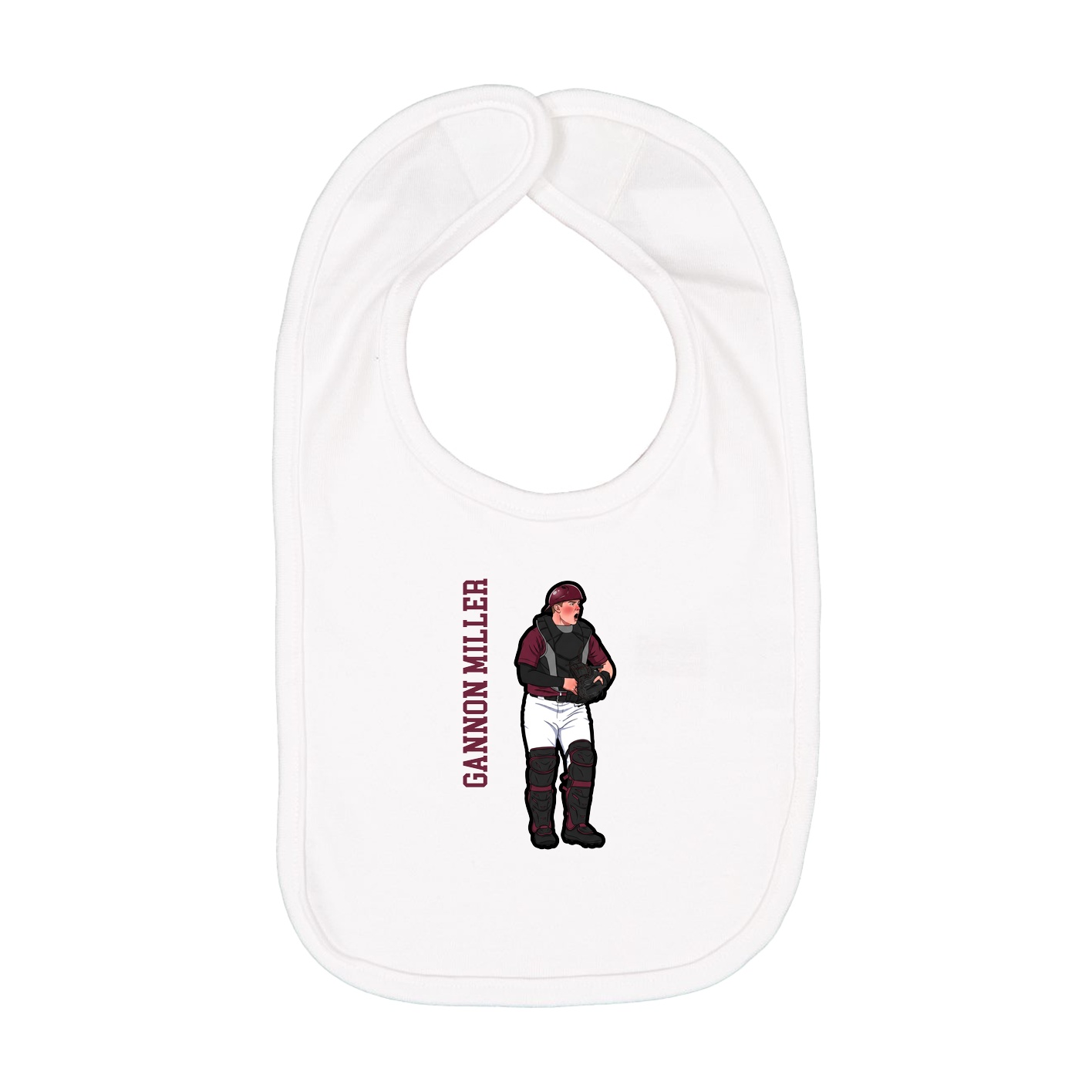 Infant Bib — Name Vertical in White
