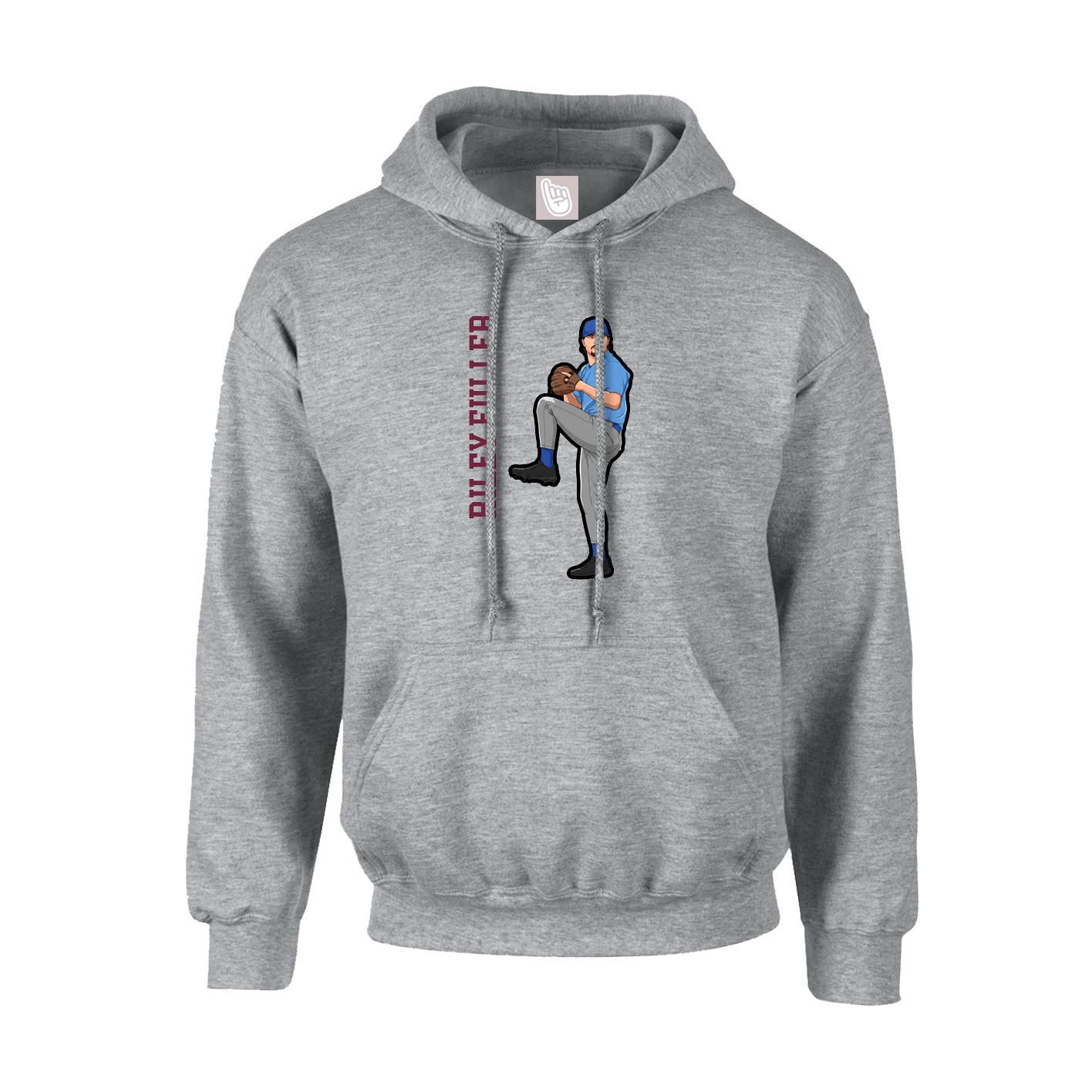 Hoodie — Name Vertical in Grey